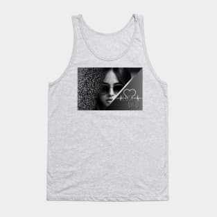 Lost on U Sad girl Black and Grey 2 Tank Top